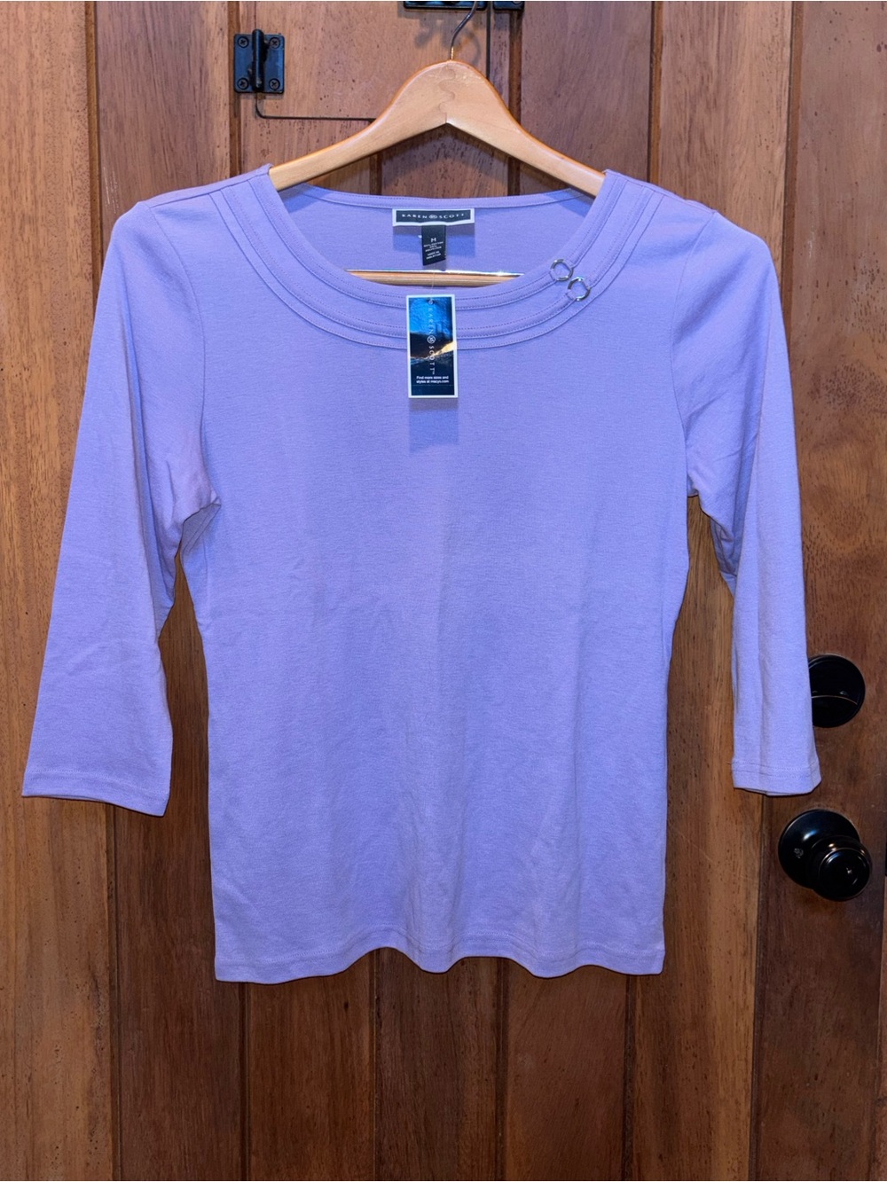 Lavender 3/4-Sleeve Boatneck Top